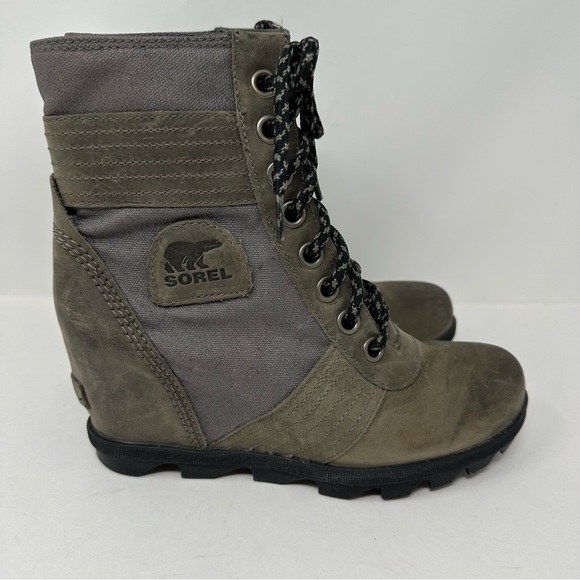 Sorel Lexie Wedge Ankle Boots Taupe Gray Size 8.5 - Picture 1 of 9